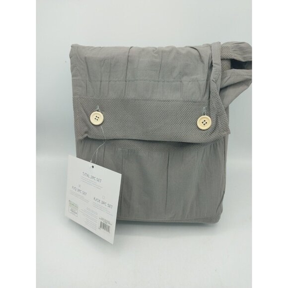 Swift Home 3 Pcs Duvet Cover Set Moselle Gray Full/Queen Size 100% Cotton - Picture 5 of 5